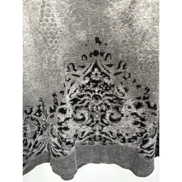 Miss Me Y2K Velvet Burnout Top Size Large Black Long Sleeve Rhinestones Distress - Picture 6 of 8